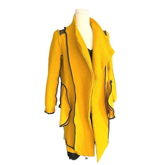 ZARA TRAFALUC EUC outerwear collection Open Front wool coat in Yellow Size S - Picture 5 of 10
